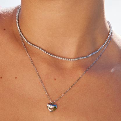 Cordelia Silver Crystal Necklace