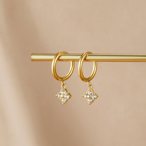 Crystal Four Leaf Clover Drop Earrings
