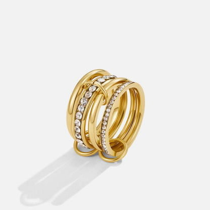 'Forever' Link Crystal & Gold Ring