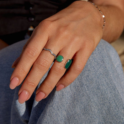 Green Willow Silver Wrap Ring