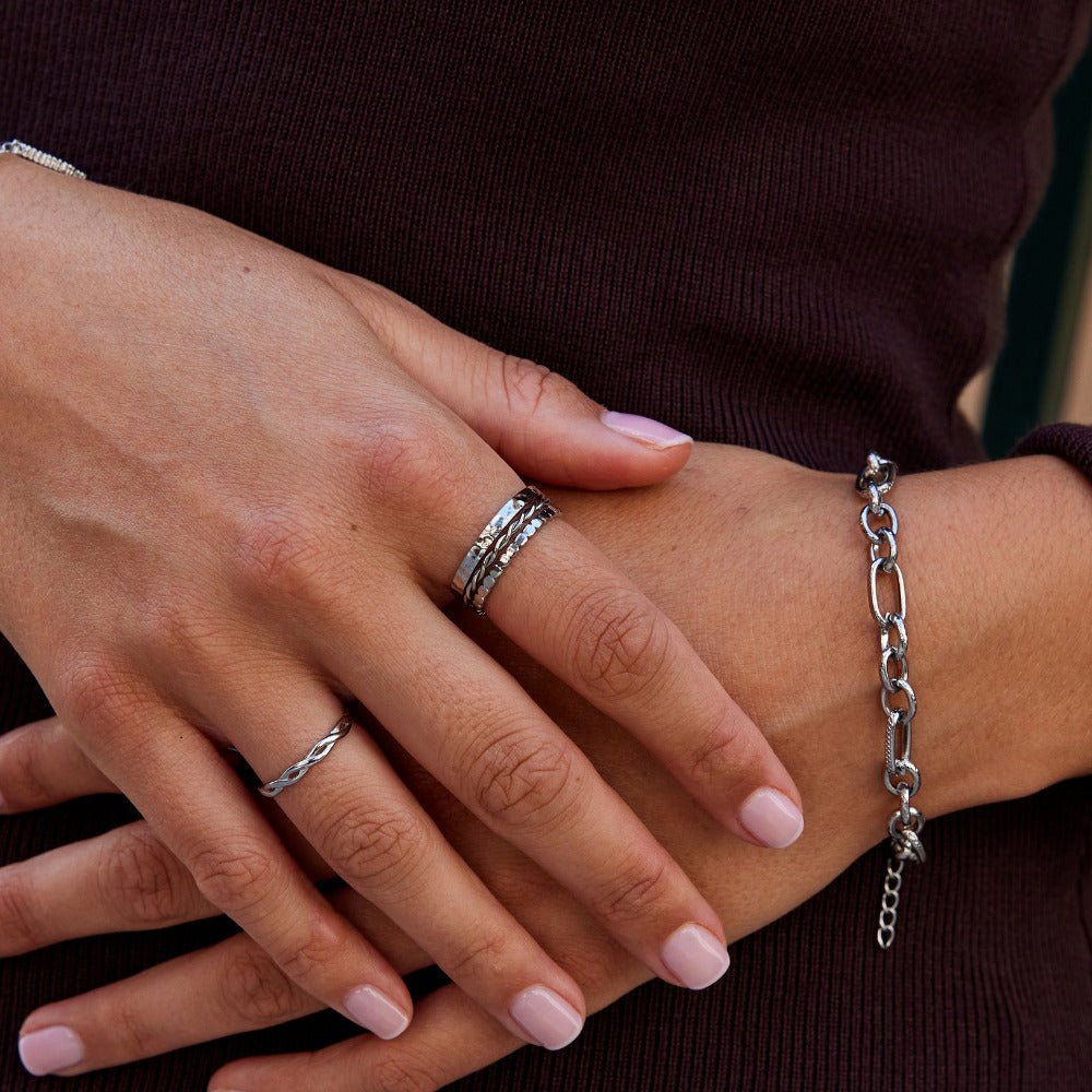 Hella Silver Stacked Ring Set