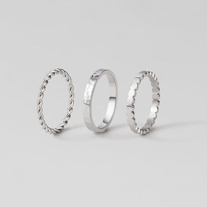 Hella Silver Stacked Ring Set