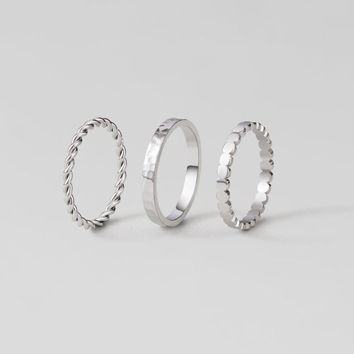 Hella Silver Stacked Ring Set