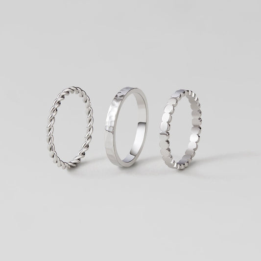 Hella Silver Stacked Ring Set