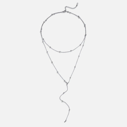 Layered Silver Amara Tassel Necklace