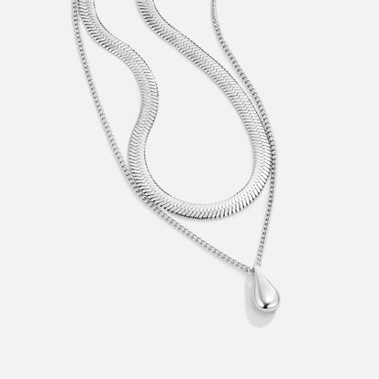 Layered Silver Bella Teardrop Necklace