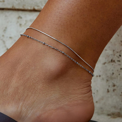 Pia Silver Layered Anklet