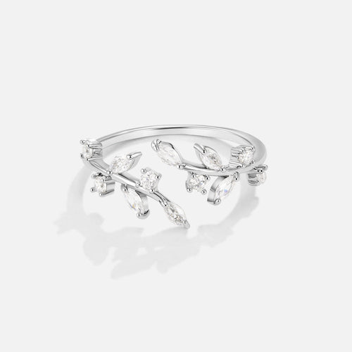 Silver Crystal Vine Ring