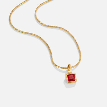 Square Pendant Birthstone Necklace