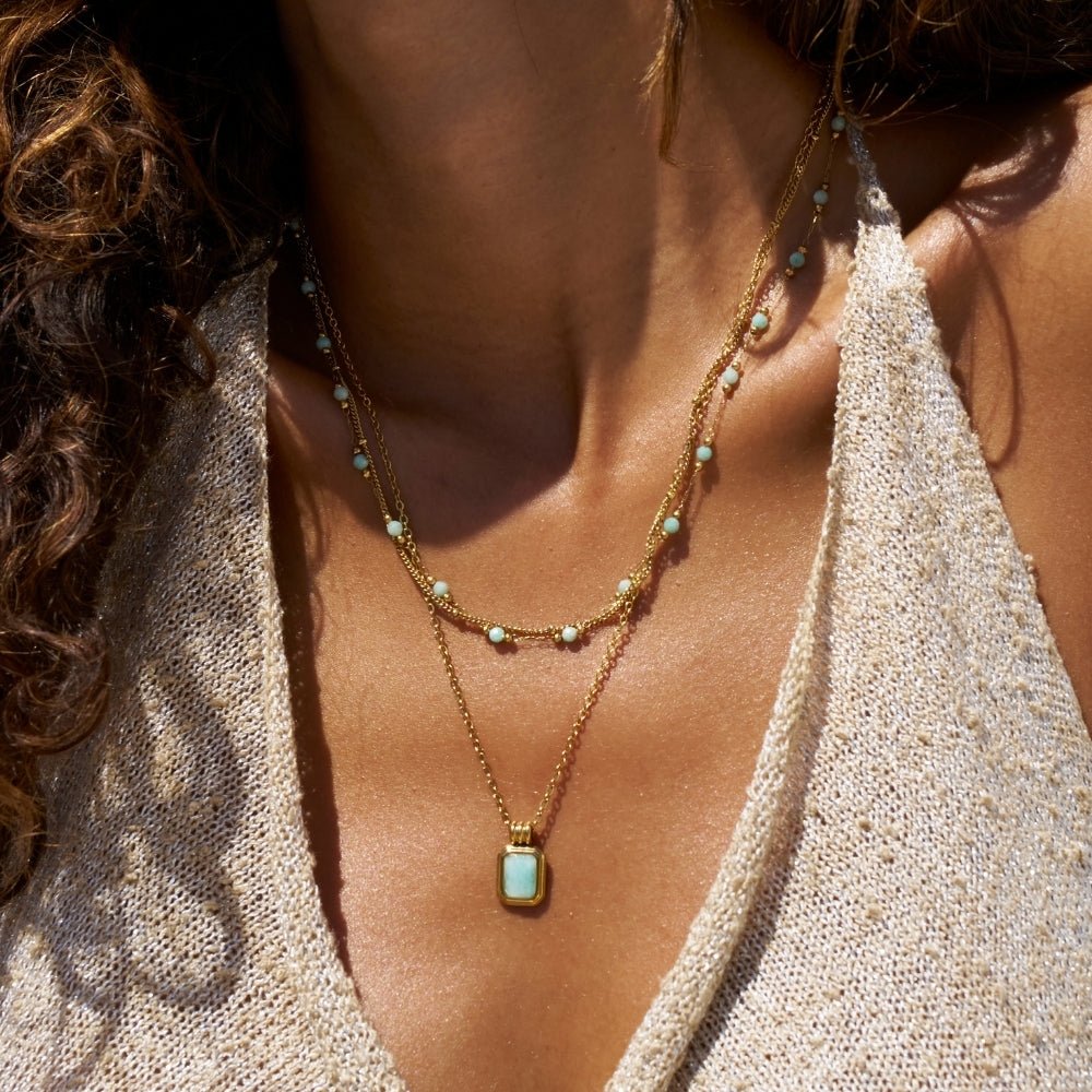 Turquoise Bead Chain Necklace