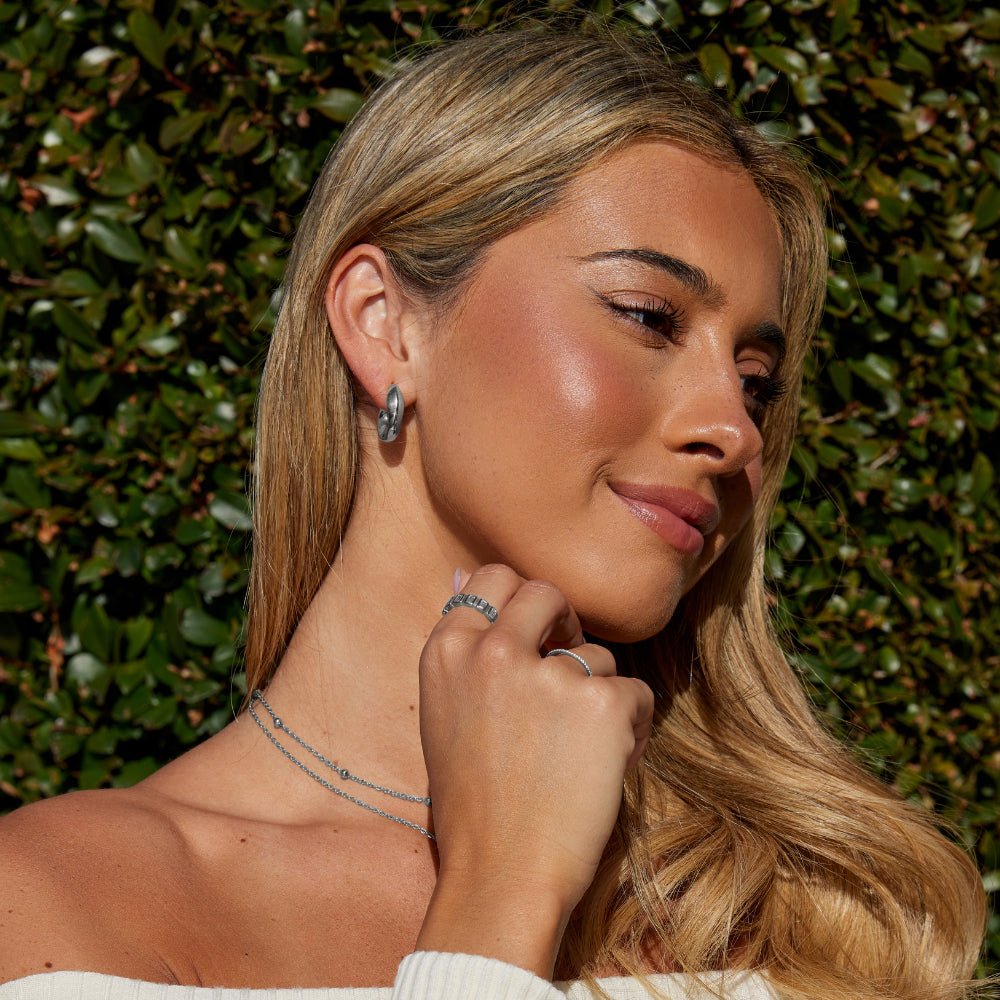Twisted Sarah Silver Hoop Earrings