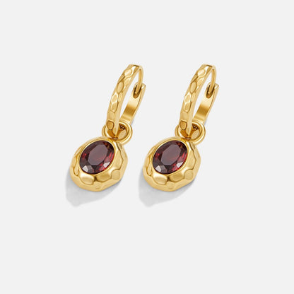 Vintage Garnet Hoop Earrings